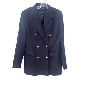 Vintage J G Hook Linen Blend Navy Double Breasted Jacket Blazer SZ 10